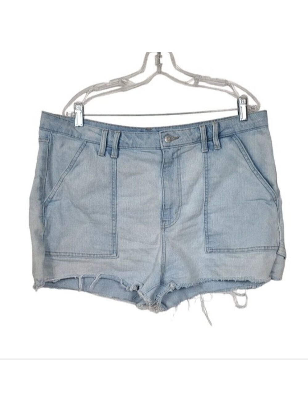 Wild Fable Highest Rise Denim Blue Raw Hem Shorts 18